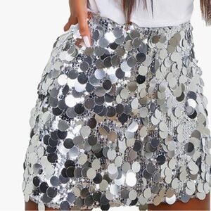 Ya Los Angeles Glittering Silver Mini Skirt
